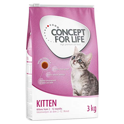Concept for Life Kitten Trockenfutter für Katzen, 3 x 3 kg, ideal für Kätzchen von 2-12 Monaten sowie Schwangere und stillende Katzen, reich an Fleisch von Concept for Life