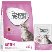 Probierpaket 400 g Concept for Life Kitten Trockenfutter + 12 x 85 g Pouch - Kitten Trocken + Nass in Gelee von Concept for Life