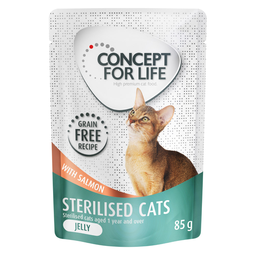 Sparpaket Concept for Life getreidefrei 48 x 85 g - Sterilised Cats Lachs - in Gelee von Concept for Life