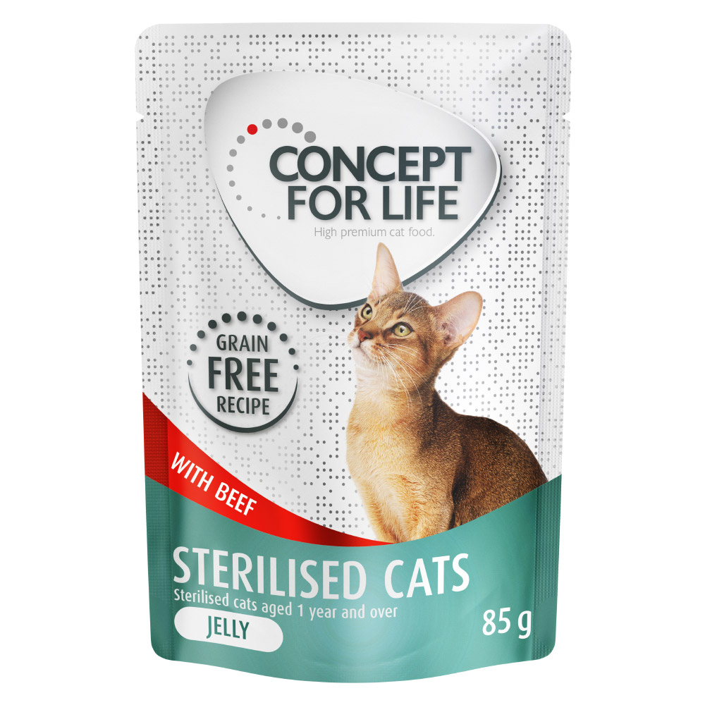 Sparpaket Concept for Life getreidefrei 48 x 85 g - Sterilised Cats Rind - in Gelee von Concept for Life