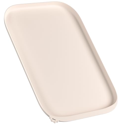 Conlun HundenapfMatte mit Seitentasche & Aufhängeöse – Weiche Erhöhte Kanten, Leicht zu Reinigen, wasserdichte rutschfeste Silikon-Fressmatte für Katzen und Hunde (46x30 cm Natur-Tan) von Conlun