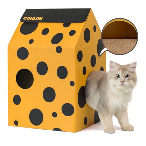 Conlun Katzenhaus Pappe mit Kratzbretter Katze&Katzenminze, Einfach zu Montierendes Katzen Kratzmöbel für Verschiedene Wohnkultur, Kratzbrett Katzenhöhle für Indoor-Katzen&Kleine Tiere zum Geburtstag Conlun Katzenhaus Pappe mit Kratzbretter Katze&Katzenminze, Einfach zu Montierendes Katzen Kratzmöbel für Verschiedene Wohnkultur, Kratzbrett Katzenhöhle für Indoor-Katzen&Kleine Tiere zum Geburtstag von Conlun