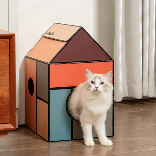 Conlun Katzenhaus Pappe mit Kratzbretter Katze&Katzenminze, Einfach zu Montierendes Katzen Kratzmöbel für Verschiedene Wohnkultur, Kratzbrett Katzenhöhle für Indoor-Katzen&Kleine Tiere zum Geburtstag Conlun Katzenhaus Pappe mit Kratzbretter Katze&Katzenminze, Einfach zu Montierendes Katzen Kratzmöbel für Verschiedene Wohnkultur, Kratzbrett Katzenhöhle für Indoor-Katzen&Kleine Tiere zum Geburtstag von Conlun
