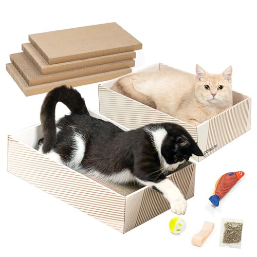 Conlun Katzenkratzbox mit 4 Kratzbretter Katze&2 Separaten Katzen Kartons&1 Katzenball&1 katzenminze Spielzeug, 2-in-1 Kratzpappe für Katzen zum Kratzen&Ausruhen, Set Conlun Katzenkratzbox mit 4 Kratzbretter Katze&2 Separaten Katzen Kartons&1 Katzenball&1 katzenminze Spielzeug, 2-in-1 Kratzpappe für Katzen zum Kratzen&Ausruhen, Set von Conlun
