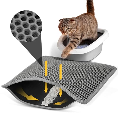 Conlun Katzenklo Matte, 58x42cm Waben Doppelschicht Katzenstreu Matte, Urin- & wasserdichte Katzenmatte Katzenklo, Leicht zu reinigen, rutschfeste Katzenmatte für den Boden, Grau, 2317 Conlun Katzenklo Matte, 58x42cm Waben Doppelschicht Katzenstreu Matte, Urin- & wasserdichte Katzenmatte Katzenklo, Leicht zu reinigen, rutschfeste Katzenmatte für den Boden, Grau, 2317 von Conlun