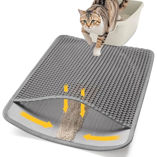 Conlun Katzenstreu Matte Katzenklo Matte 58x42 cm, Wabenförmiges Doppellagiges Design, Urin- und Wasserdichtes Material, Katzenklo Unterleger Grau Conlun Katzenstreu Matte Katzenklo Matte 58x42 cm, Wabenförmiges Doppellagiges Design, Urin- und Wasserdichtes Material, Katzenklo Unterleger Grau von Conlun