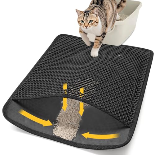 Conlun Katzenstreu Matte Katzenklo Matte 58x42 cm, Wabenförmiges Doppellagiges Design, Urin- und Wasserdichtes Material, Katzenklo Unterleger Schwarz Conlun Katzenstreu Matte Katzenklo Matte 58x42 cm, Wabenförmiges Doppellagiges Design, Urin- und Wasserdichtes Material, Katzenklo Unterleger Schwarz von Conlun