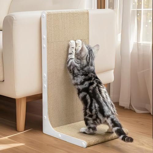 Conlun Kratzbrett für Katzen, 58 cm L-förmige Wandmontage, vertikale Kratzfläche, strapazierfähige Pappe zum Möbelschutz für Wohnungskatzen, Groß,Weiß Conlun Kratzbrett für Katzen, 58 cm L-förmige Wandmontage, vertikale Kratzfläche, strapazierfähige Pappe zum Möbelschutz für Wohnungskatzen, Groß,Weiß von Conlun