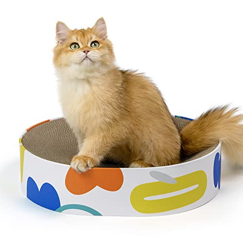 Conlun Kratzbretter Katze, 2 in 1 Ovales Katzenkratzbretter Schüssel Nest,Corrugated Lounge Kratzpappe für Katzen Bett, Katzen Kratzmöbel für Couch&Teppiche&Sofas(43x33x10cm) von Conlun