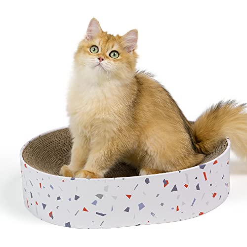 Conlun Kratzbretter Katze, 2 in 1 Ovales Katzenkratzbretter Schüssel Nest,Corrugated Lounge Kratzpappe für Katzen Bett, Katzen Kratzmöbel für Couch&Teppiche&Sofas(43x33x10cm) von Conlun