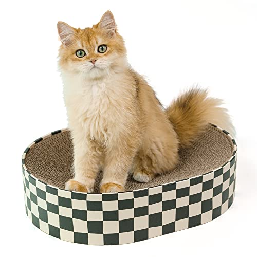 Conlun Kratzbretter Katze, 2 in 1 Ovales Katzenkratzbretter Schüssel Nest,Corrugated Lounge Kratzpappe für Katzen Bett, Katzen Kratzmöbel für Couch&Teppiche&Sofas(43x33x10cm) von Conlun