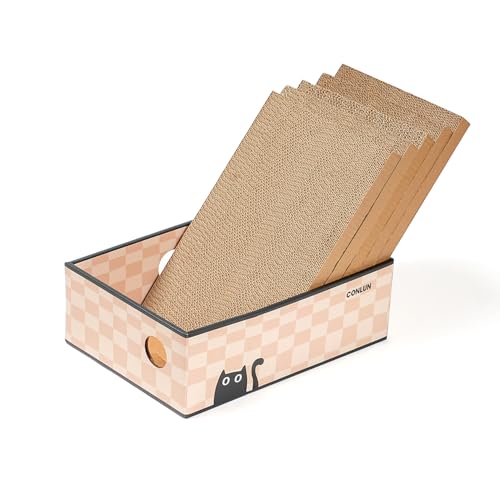 Conlun 5er-Pack Kratzbrett Katze mit Box, Beidseitige Kratzpappe für Katzen, Interaktive Öffnungen, Möbel-Schutz, Langlebig & Stabil (Mittel, Schachbrett) Conlun 5er-Pack Kratzbrett Katze mit Box, Beidseitige Kratzpappe für Katzen, Interaktive Öffnungen, Möbel-Schutz, Langlebig & Stabil (Mittel, Schachbrett) von Conlun
