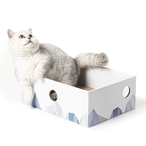 Conlun Kratzpads für Katzen - Tragbare Katzenkratzbox mit Katzenkratzbrett - Robuste doppelseitige kratzpappe für Katzen und interaktives Lochdesign - Mittel - Weiß Conlun Kratzpads für Katzen - Tragbare Katzenkratzbox mit Katzenkratzbrett - Robuste doppelseitige kratzpappe für Katzen und interaktives Lochdesign - Mittel - Weiß von Conlun