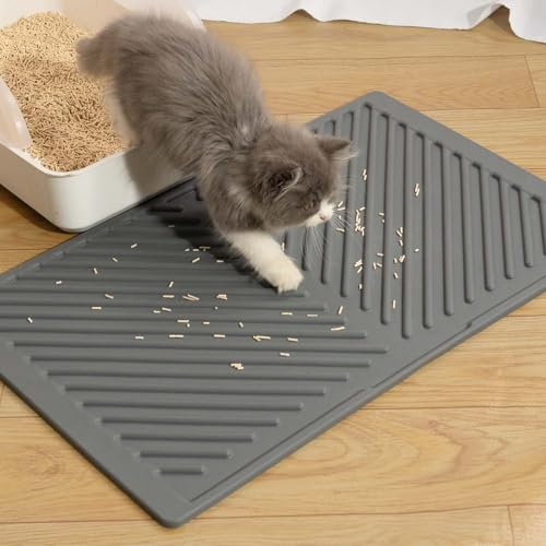 Conlun Silikon Katzenklo Matte, 60x38cm Gummi Katzenstreu Matte, Wasserdicht, Katzenmatte Katzenklo für den Boden, Leicht zu Reinigen, rutschfeste Katzenklomatte zur Streukontrolle, Grau Conlun Silikon Katzenklo Matte, 60x38cm Gummi Katzenstreu Matte, Wasserdicht, Katzenmatte Katzenklo für den Boden, Leicht zu Reinigen, rutschfeste Katzenklomatte zur Streukontrolle, Grau von Conlun