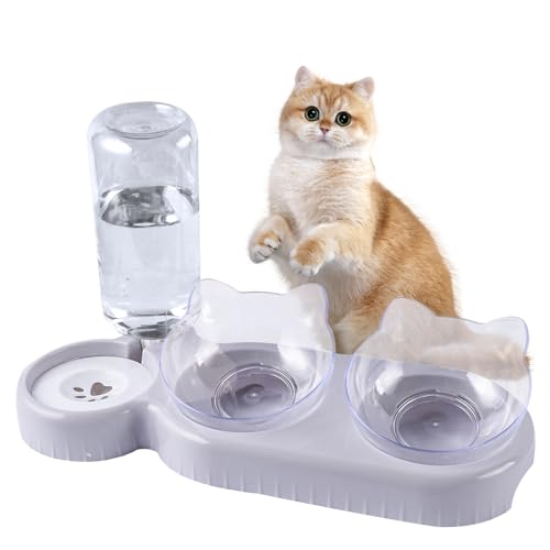Katzennapf 3er Set, 3-in-1 Katze Futternapf und Wassernapf Set, Doppel-Katzennäpfe mit Wasserspender für Haustiere, 15 ° Kippbare Katzennapf Erhöht für Kleine,Mittelgroße Hunde Katzen Katzennapf 3er Set, 3-in-1 Katze Futternapf und Wassernapf Set, Doppel-Katzennäpfe mit Wasserspender für Haustiere, 15 ° Kippbare Katzennapf Erhöht für Kleine,Mittelgroße Hunde Katzen von Connextion