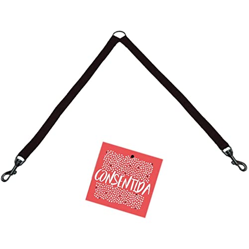 Consentida Basic Doppelleine für mittelgroße Hunde T2 - Größe M 45 x 2 cm - Farbe Schwarz - Einfarbig Bedruckt - für 2 Hunde - Robustes Gewebe aus Nylon - Hundezubehör von Consentida