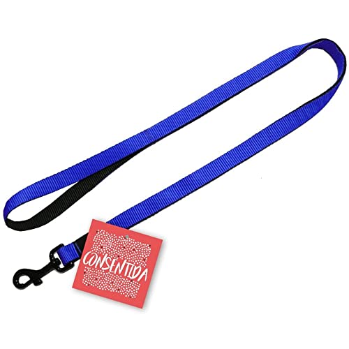 Consentida Basic Hundeleine T2 - Größe M 120 x 1,5 cm - Blau - Einfarbig Bedruckt - Robustes Gewebe aus Nylon - Leicht zu schnallen - Hundezubehör von Consentida