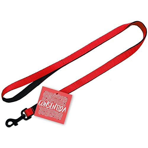 Consentida Basic Hundeleine T3 - Größe L 100 x 2 cm - Unifarben Bedruckt - Farbe rot - strapazierfähiges Gewebe aus Nylon - Leicht zu befestigen - Hundezubehör von Consentida