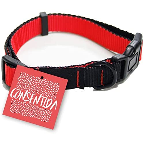 Consentida Basic Halsband für große Hunde T4 – Größe XL 45 – 70 x 2,5 cm – Rot – glatter und robuster Stoff – integrierter Regler mit Klickverschluss von Consentida