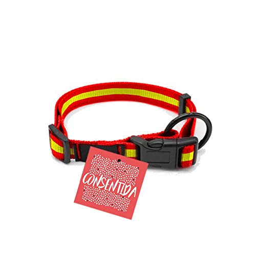 Consentida Halsband für kleine Hunde T1 – 20 – 35 x 1 cm – Hergestellt aus Nylon – Flagge Spanien – Größe S – sehr robust und bequem – Zubehör für Hunde von Consentida