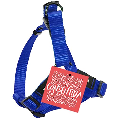 Consentida Petral Geschirr für kleine Hunde T1 - Größe S 20-35 x 1 cm - Blau - Einfarbig Bedruckt - Robustes Gewebe aus Nylon - Leicht zu schnallen - Hundezubehör von Consentida