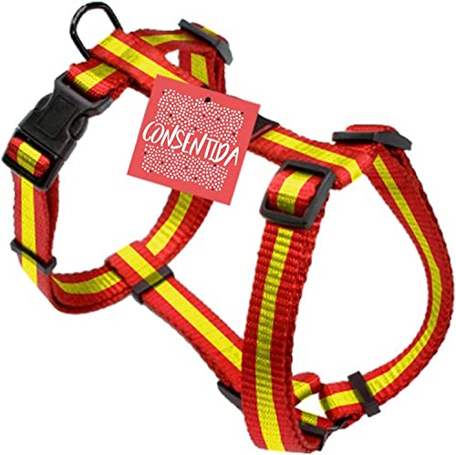 Hundegeschirr für kleine Hunde T1 – 20 – 40 x 1 cm – aus Nylon – Design Flagge Spaniens – Größe S – sehr robust und bequem – Hundezubehör Consentida von Consentida