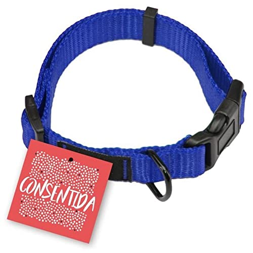 Consentida Halsband für große Hunde T3, Größe L 33 – 50 x 2 cm, Blau, glatter und robuster Stoff, integrierter Regler mit Click-Verschluss von Consentida