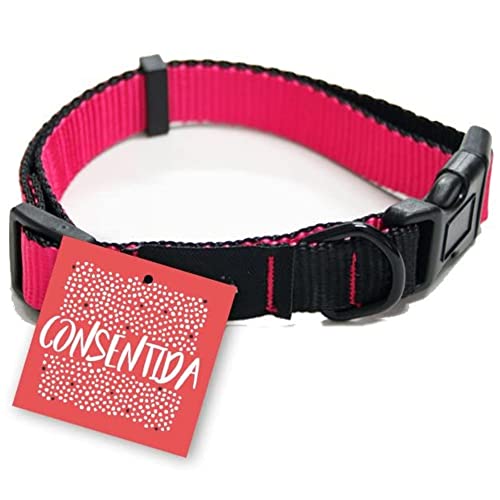 Consentida Basic Halsband für große Hunde T3, Größe L 33 – 50 x 2 cm, Fuchsia – glatter und robuster Stoff – integrierte Regulierungsfunktion mit Klickverschluss von Consentida