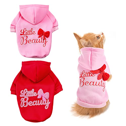 CooShou Hunde-Kapuzenpullover für Haustiere, Rosa, Rot, Hunde-Kapuzenpullover mit Geschirrloch, kleines schönes Haustier, Valentinstag, Geburtstag, Verkleidung, mittelgroße Rassen, Größe S CooShou Hunde-Kapuzenpullover für Haustiere, Rosa, Rot, Hunde-Kapuzenpullover mit Geschirrloch, kleines schönes Haustier, Valentinstag, Geburtstag, Verkleidung, mittelgroße Rassen, Größe S von CooShou