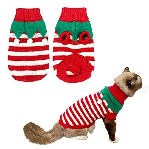 CooShou Hunde-Weihnachtspullover für Haustiere, Winter, Strickware, Weihnachten, Elfen-Kostüm, Kleidung, Mäntel, Pullover für Kätzchen, Welpen, Katze, L von CooShou