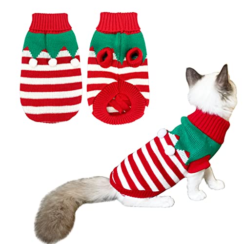 CooShou Hunde-Weihnachtspullover für Haustiere, Winter, Strickware, Weihnachten, Elfen-Kostüm, Kleidung, Mäntel, Pullover für Kätzchen, Welpen, Katze, M von CooShou