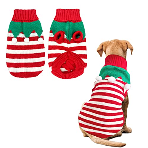 CooShou Hunde-Weihnachtspullover für Haustiere, Winter, Strickware, Weihnachten, Elfen-Kostüm, Kleidung, Mäntel, Pullover für Kätzchen, Welpen, Katze, XXL von CooShou