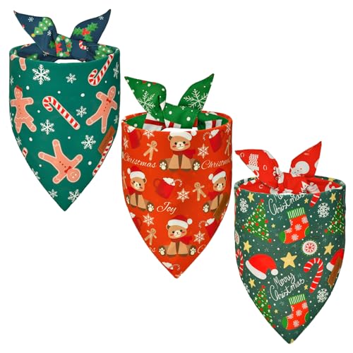 CooShou Hundehalstücher mit weihnachtlichem Motiv, wendbar, Weihnachtsgeschenkbox, Weihnachtsbaum-Muster, Hundeschal für Hunde, Festival, Lebkuchenmann, Hunde-Lätzchen, Urlaubstuch, Bandana für CooShou Hundehalstücher mit weihnachtlichem Motiv, wendbar, Weihnachtsgeschenkbox, Weihnachtsbaum-Muster, Hundeschal für Hunde, Festival, Lebkuchenmann, Hunde-Lätzchen, Urlaubstuch, Bandana für von CooShou