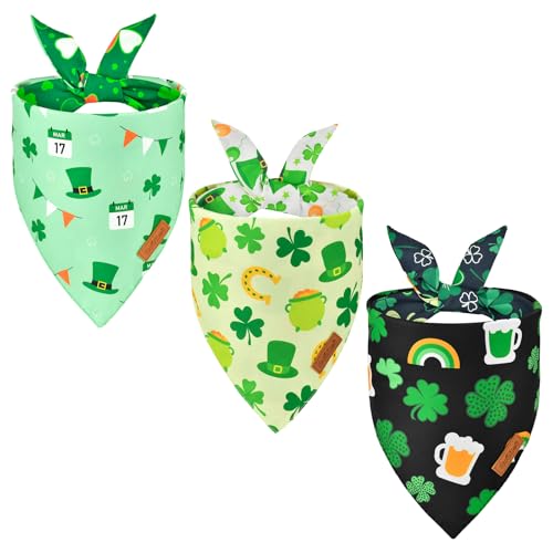 CooShou St. Parker's Day Hundehalstücher, wendbar, irische Flagge und Kleeblatt-Muster, Hundeschal für Hunde, Festival, Glückshunde, Lätzchen, Feiertage, Bandana für mittelgroße und große Hunde, 3 CooShou St. Parker's Day Hundehalstücher, wendbar, irische Flagge und Kleeblatt-Muster, Hundeschal für Hunde, Festival, Glückshunde, Lätzchen, Feiertage, Bandana für mittelgroße und große Hunde, 3 von CooShou