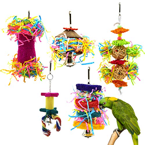 CooShou Vogelhäcksler Spielzeug für kleine Papageien, Kauspielzeug, Vogelsuche zum Aufhängen, Spielzeug für kleine Vögel, Sittiche, Sittiche, Sittiche, Nymphensittiche, 5 Stück von CooShou