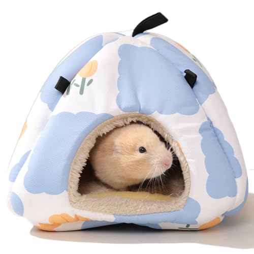 COOGIME Kuscheliges Hamsternest, Kuschelsack Meerschweinchen Höhle, Weiches & Warmes Mäusehaus, Cartoon-Stil Schlafhaus mit Klettverschluss, Abwaschbar & Wasserabweisend für Kleintiere (L) von Coogime