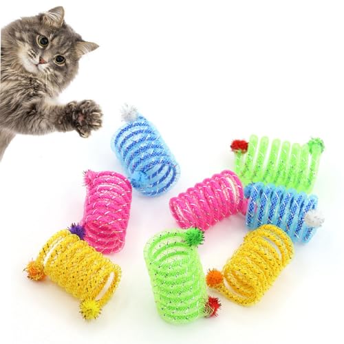 Coogime 8 Stück Katzenspielzeug Spirale, Buntes Kunststoff-Spielzeug mit Pompons, Mehrfarbig Katze Spielzeug, Buntes kreatives Spirale Spielzeug, Neuheit Spielzeug, Spirale für Katze Coogime 8 Stück Katzenspielzeug Spirale, Buntes Kunststoff-Spielzeug mit Pompons, Mehrfarbig Katze Spielzeug, Buntes kreatives Spirale Spielzeug, Neuheit Spielzeug, Spirale für Katze von Coogime