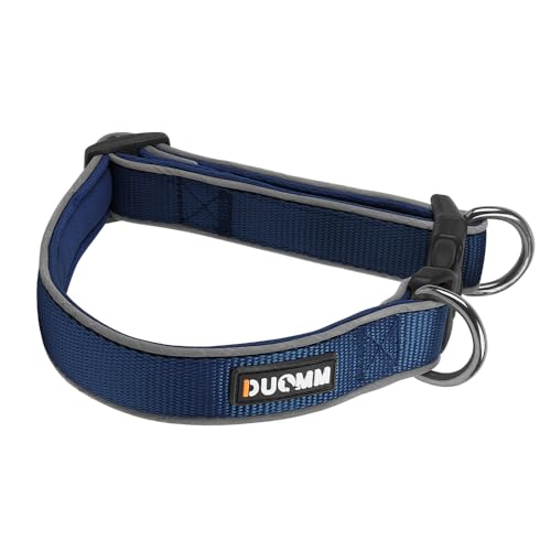 Coogime Hundehalsband, Weich Gepolstertes Neopren Nylon Hunde Halsband für Mittlere und große Hunde, Verstellbare und Reflektierend für das Training (Marineblau, L) von Coogime