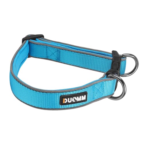 Coogime Hundehalsband, Weich Gepolstertes Neopren Nylon Hunde Halsband für Mittlere und große Hunde, Verstellbare und Reflektierend für das Training (blau, M) von Coogime