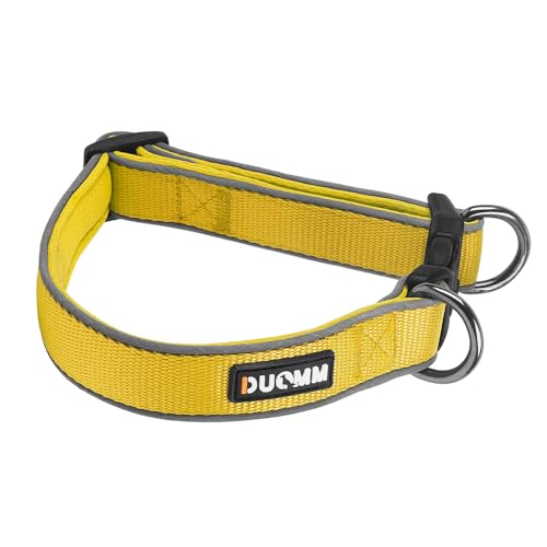 Coogime Hundehalsband, Weich Gepolstertes Neopren Nylon Hunde Halsband für Mittlere und große Hunde, Verstellbare und Reflektierend für das Training (gelb, M) von Coogime