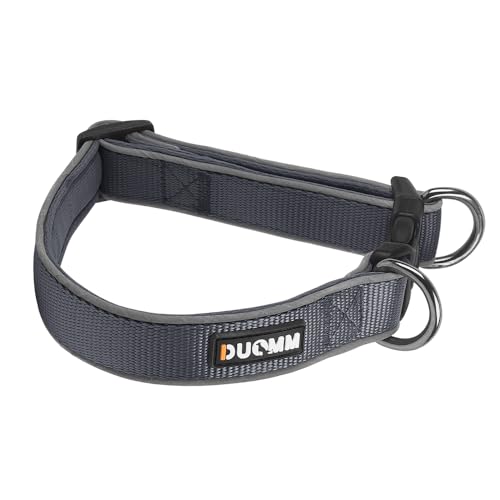 Coogime Hundehalsband, Weich Gepolstertes Neopren Nylon Hunde Halsband für Mittlere und große Hunde, Verstellbare und Reflektierend für das Training (grau, M) von Coogime