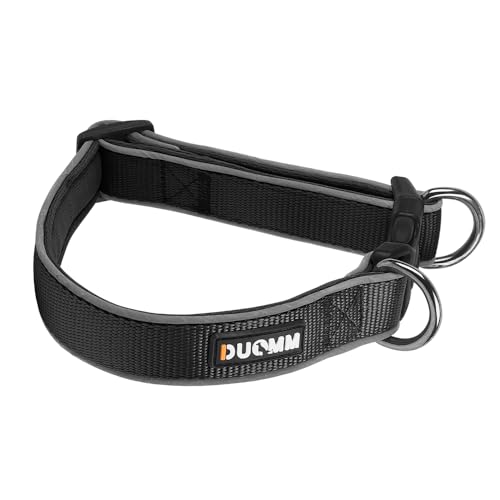 Coogime Hundehalsband, Weich Gepolstertes Neopren Nylon Hunde Halsband für Mittlere und große Hunde, Verstellbare und Reflektierend für das Training (schwarz, M) von Coogime