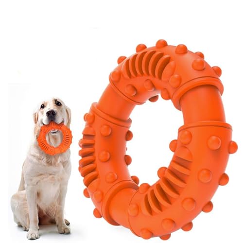 Coogime Hundespielzeug, Kauspielzeug für Hunde Ring, Hunde Kauspielzeug Gummi, Fun Ring, Stabil Spielerische Zahnpflege Ring Spielzeug für die Zähne des Hundes (Orange) von Coogime