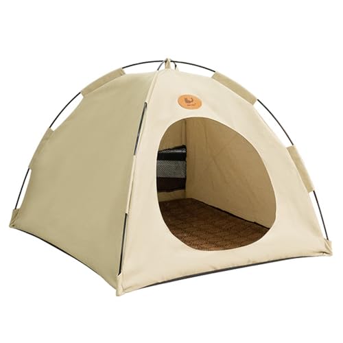 Coogime Kühlendes Katzenbett, waschbar Katzen Bettchen - Katzenkorb Halbgeschlossenes Zeltdesign für erholsamen Katzenschlaf (beige, M) von Coogime