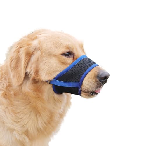 Coogime Maulkorb für Hunde, weicher Maulkorb mit atmungsaktivem Mesh-Überzug, Verstellbare Schlaufe, Atmungsaktiv, Sicherer, Verhindert Das Beißen, Kauen Und Bellen (Blue, XXL) von Coogime