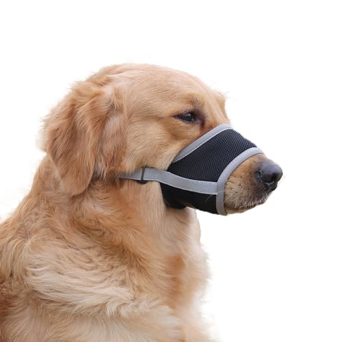 Coogime Maulkorb für Hunde, weicher Maulkorb mit atmungsaktivem Mesh-Überzug, Verstellbare Schlaufe, Atmungsaktiv, Sicherer, Verhindert Das Beißen, Kauen Und Bellen (Grey, M) von Coogime