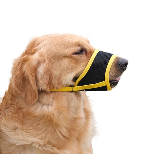 Coogime Maulkorb für Hunde, weicher Maulkorb mit atmungsaktivem Mesh-Überzug, Verstellbare Schlaufe, Atmungsaktiv, Sicherer, Verhindert Das Beißen, Kauen Und Bellen (Yellow, M) von Coogime