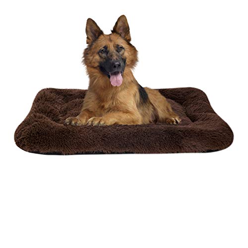 Coohom Deluxe Plush Dog Bed Pet Cushion Crate Mat,Washable Pet Bed for Medium Large Dogs and Dogs Crates (Large, Brown) von Coohom