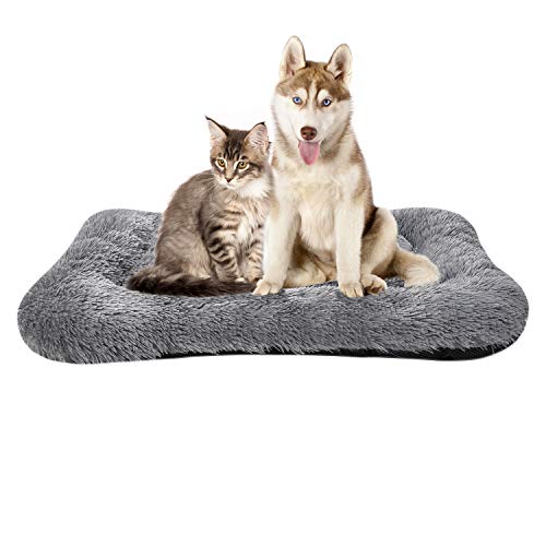 Coohom Deluxe Plush Dog Bed Pet Cushion Crate Mat,Washable Pet Bed for Medium Large Dogs and Dogs Crates (Large, Grey) von Coohom