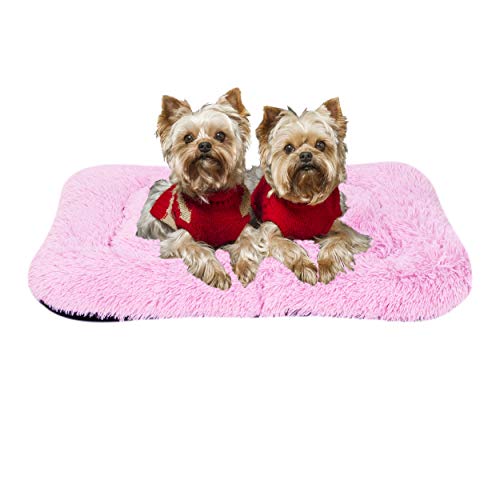 Coohom Deluxe Plush Dog Bed Pet Cushion Crate Mat,Washable Pet Bed for Medium Large Dogs and Dogs Crates (Medium, Pink) von Coohom